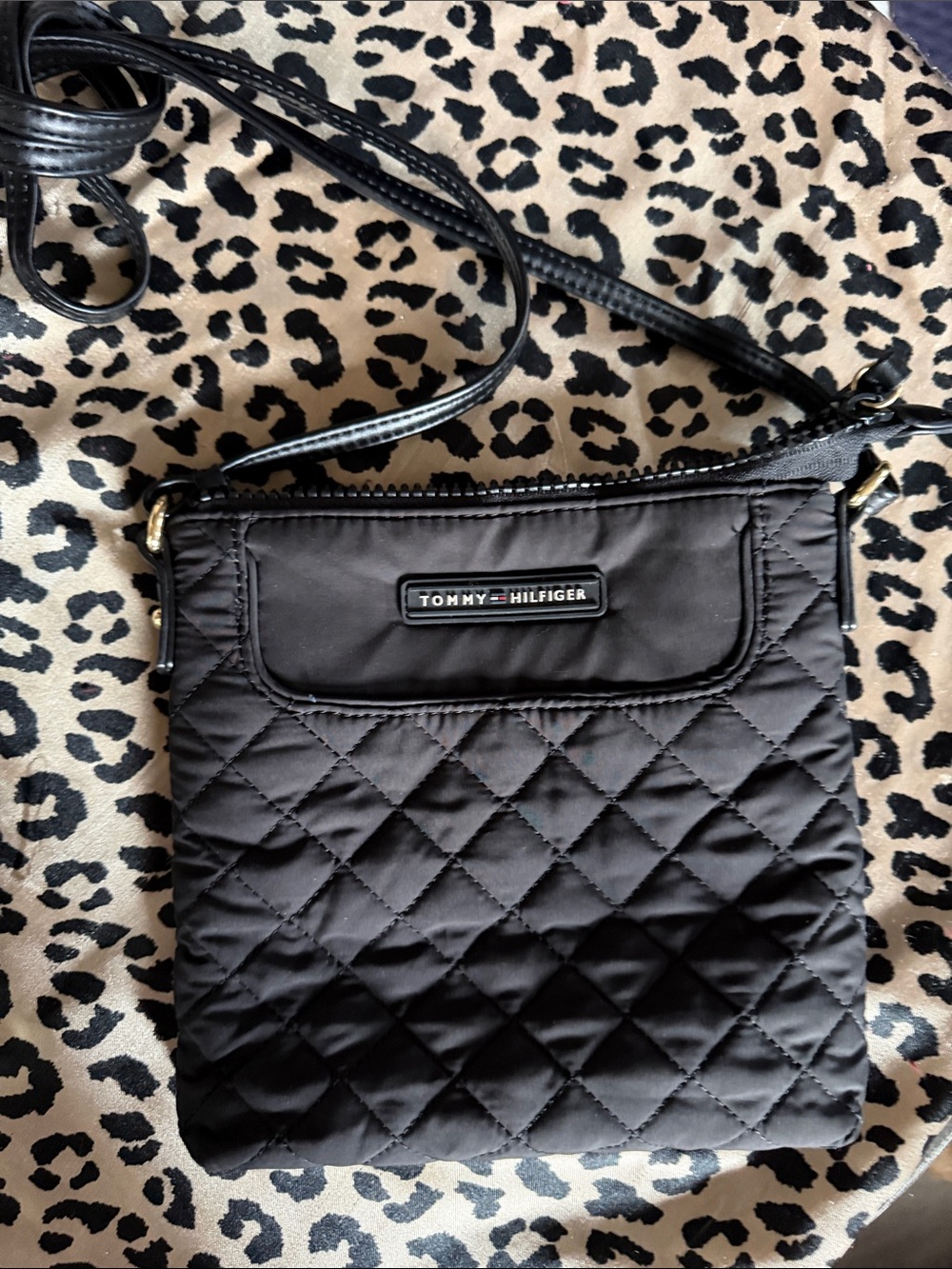 Tommy Hilfiger Black Quilted Crossbody Purse